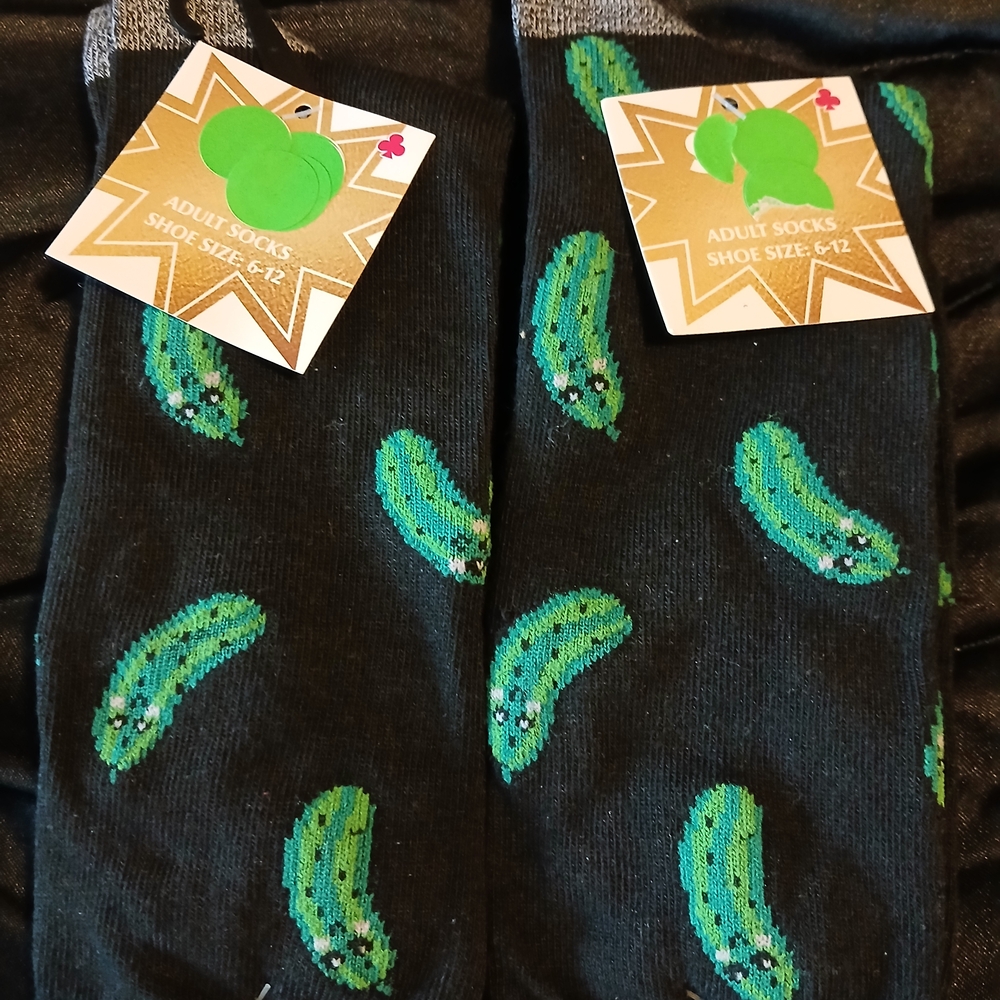 Pickle Patterned Black Socks $9 Each